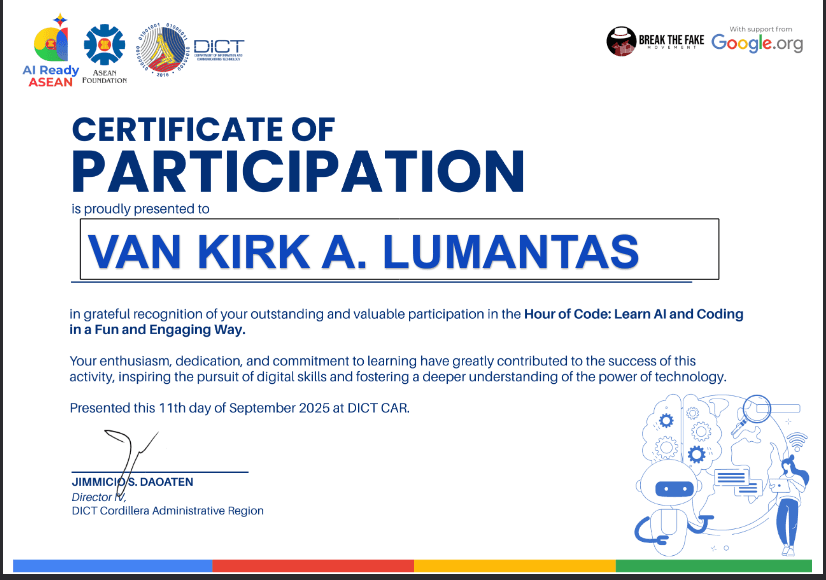 Hour of Code: Learn AI and Coding in a Fun and Engaging Way certificate